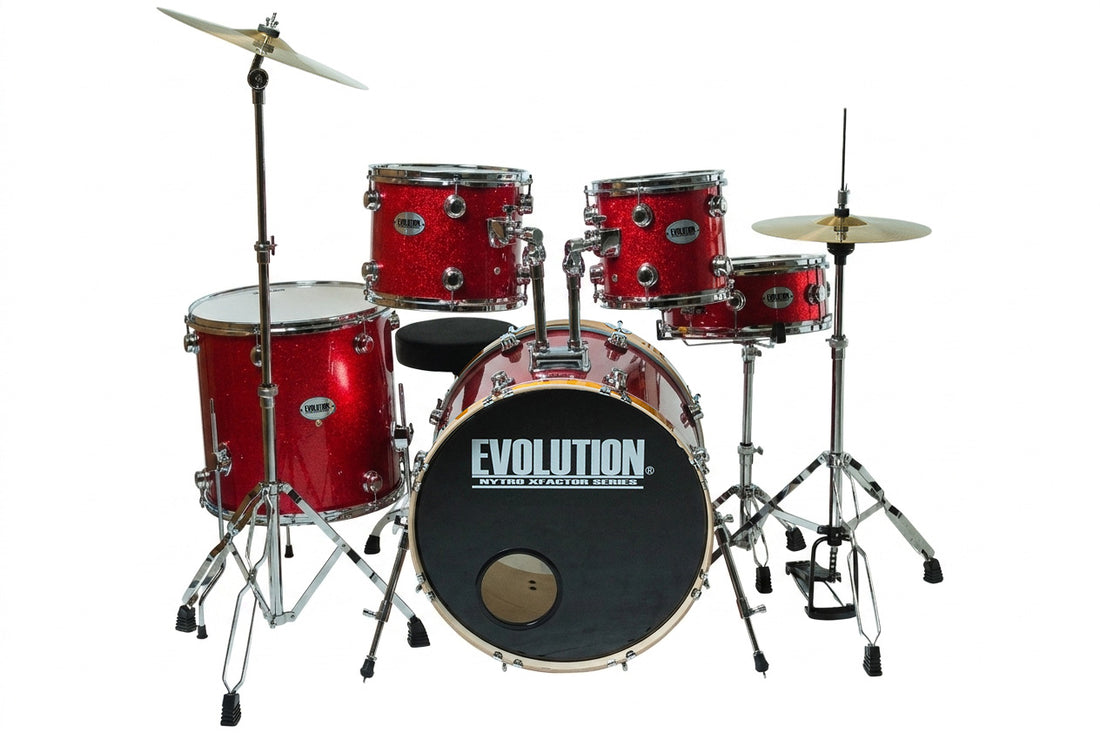 EVOLUTION | BATERIA NYTRO X FACTOR CON PLATILLOS, COLOR ROJO
