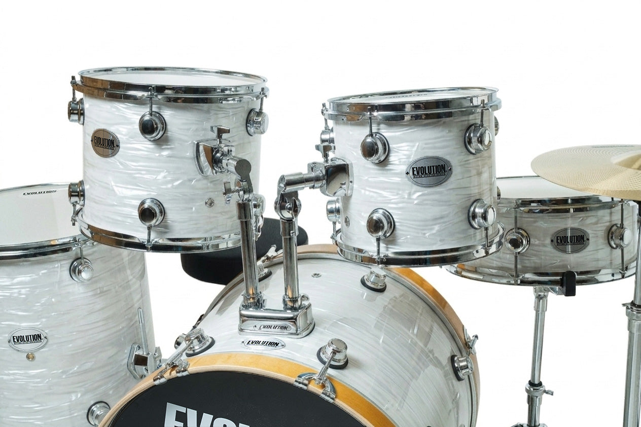 EVOLUTION | BATERIA NYTRO X FACTOR 5 PZAS. 10\" 12\" 14\" 16\" 22\" (AROS DE MADERA 22\") COLOR STRATA WHITE