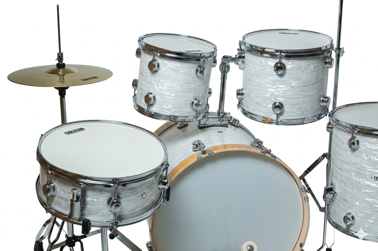 EVOLUTION | BATERIA NYTRO X FACTOR 5 PZAS. 10\" 12\" 14\" 16\" 22\" (AROS DE MADERA 22\") COLOR STRATA WHITE