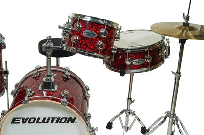 EVOLUTION | BATERÍA EVOLUTION TRAVEL FABRICADA EN MADERA DE ARCE COLOR ROJO PERLADO.