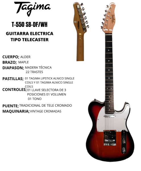 Guitarra eléctrica T-550-SB-LF-WH