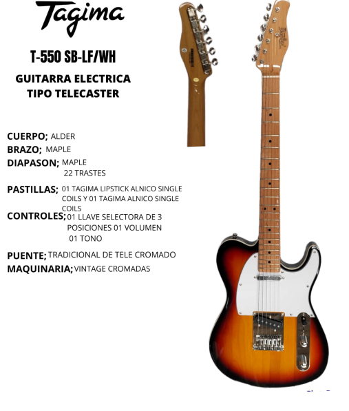 Guitarra eléctrica T-550-SB-LF-WH